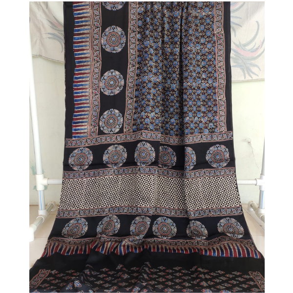 Ajrakh Block print Saree 
